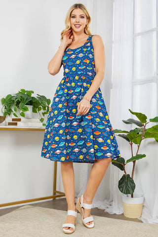 Solar System Vintage Style Cotton Dress