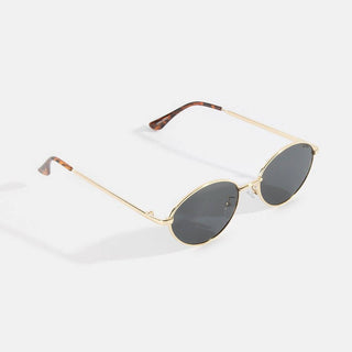 Slim Oval Cat Eye Metal Double Bridge Sunglasses