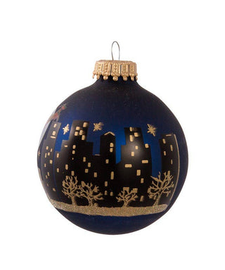 New York Santa Skyline Glass Ball Ornament