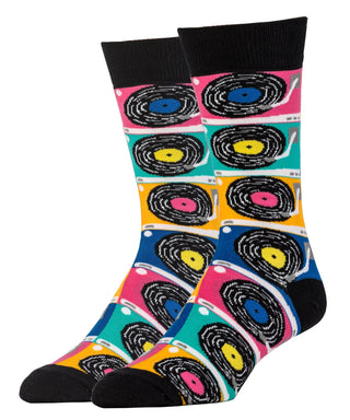 Put That Record On | Men's Cotton Crew Funny Socks
