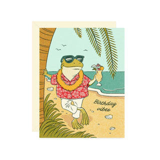 Beach Frog Birthday Vibes Greeting Card