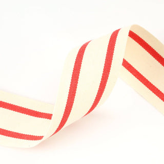 Striped" White/Red Cotton Ribbon