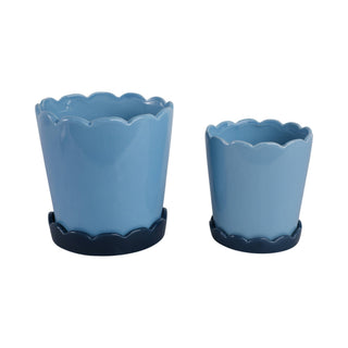 Blue Ceramic Scallop Planter