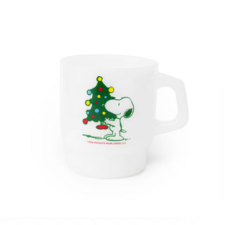 Snoopy Christmas Tree Milk Glass Mug
