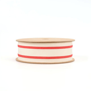 Striped" White/Red Cotton Ribbon