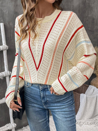 Striped Crewneck Pullover Sweater