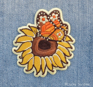Sunflower & Monarch Butterfly Iron-On Patch