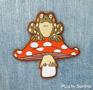 Toad & Mushroom Embroidered Iron-On Patch