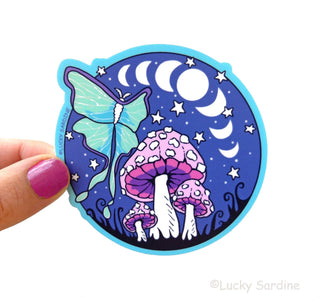 Luna Moth & Mushroom Sticker