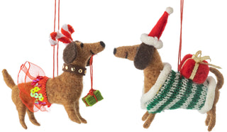 Felt Dachshunds Christmas Ornament