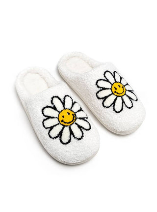 White Smiling Daisies Slippers