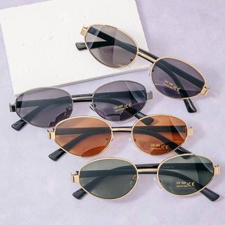 Oval Metallic Frame Sunglasses