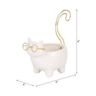 Ceramic Boho Kitty Cat Trinket Dish