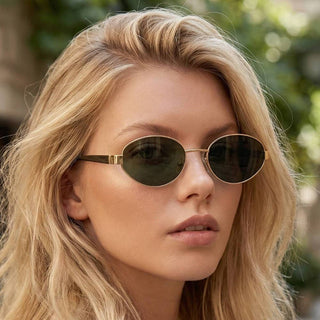 Oval Metallic Frame Sunglasses