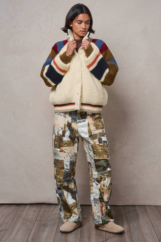 Chunky Rib-Knit Faux Fur Lined Cardigan