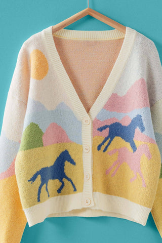 Wild Horses Jacquard Knit Cardigan