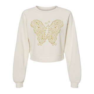 Grateful Dead Gold Bolt Butterfly Raglan Pullover Fleece Sweatshirt