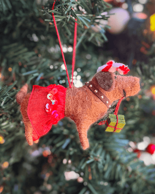 Felt Dachshunds Christmas Ornament