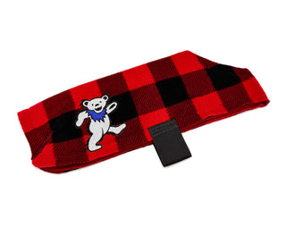 Grateful Dead Buffalo Plaid Dancing Bear Fleece Dog Coat