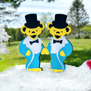 Grateful Dead Wedding Bears Two Grooms Cake Topper