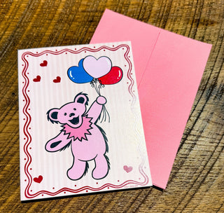 Grateful Dead Bear With Balloons Greeting Card