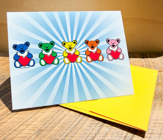 Grateful Dead Bears With Hearts Greeting Card