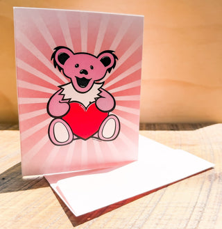 Grateful Dead Heart Bear Greeting Card