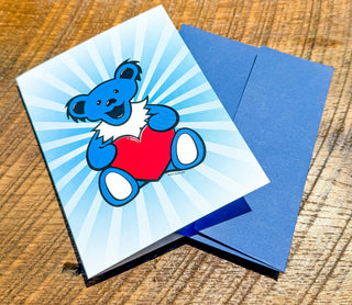 Grateful Dead Heart Bear Greeting Card