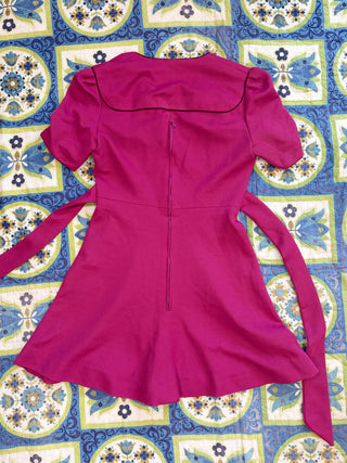 Vintage 1960s 1970s Magenta Pink Hippie Mini Dress