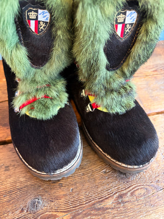Vintage 2000s Y2K NIS Green Fur Hiking Boots