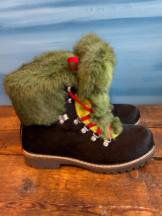 Vintage 2000s Y2K NIS Green Fur Hiking Boots