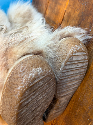 Vintage 1990s 2000s Y2K NIB Diavoleeza Gorsuch Italy Beige Fox Fur Apres Yeti After Ski Boots
