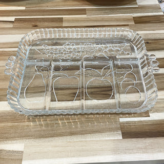 Vintage 1970s Relish Clear Glass Tray