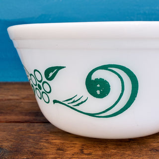 Vintage Federal Teal Green Swirl Flower Milk Glass Bowl