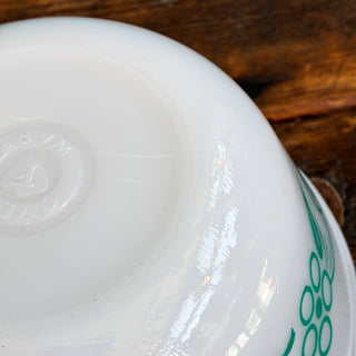 Vintage Federal Teal Green Swirl Flower Milk Glass Bowl