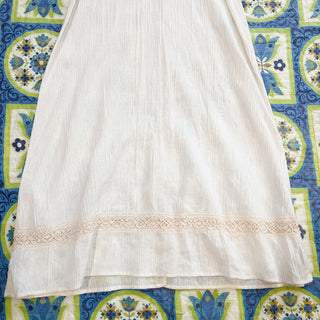 Vintage 1970s Pommy Jrs Boho Hippie Maxi Lace Linen Peasant Wedding Dress