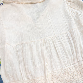 Vintage 1970s Pommy Jrs Boho Hippie Maxi Lace Linen Peasant Wedding Dress