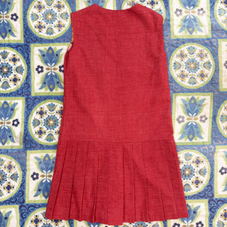 Vintage 1960s 1970s Shift Drop Waist Mod Red Zip Dress