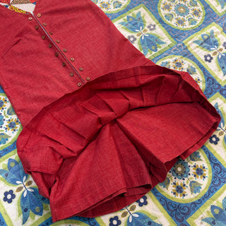 Vintage 1960s 1970s Shift Drop Waist Mod Red Zip Dress