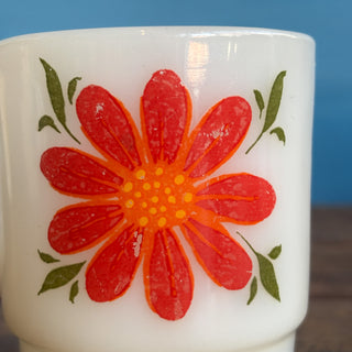 Vintage Fire King Anchor Hocking Flowers Stackable Mugs