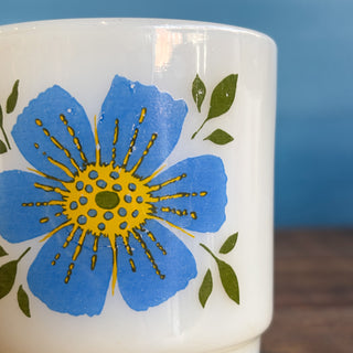Vintage Fire King Anchor Hocking Flowers Stackable Mugs