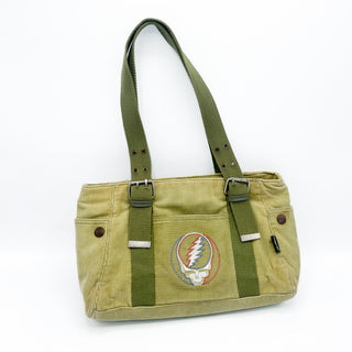 Vintage Mid-Late 1990s Y2K Grateful Dead Stealie Green Corduroy Bag/Purse by Concept One GDP