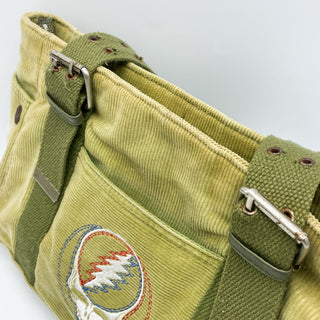 Vintage Mid-Late 1990s Y2K Grateful Dead Stealie Green Corduroy Bag/Purse by Concept One GDP