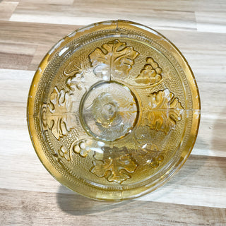Vintage Mid-Century Grape Pattern Embossed Glass Candy Dish