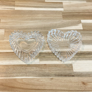 Vintage Glass Heart-Shaped Jewelry Dish with Lid