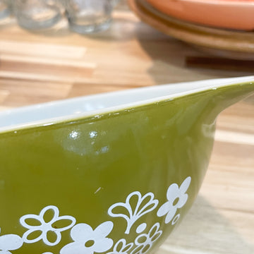 Cinderella Bowl Yellow Pyrex Bowl With Green Flowers Vintage Pyrex