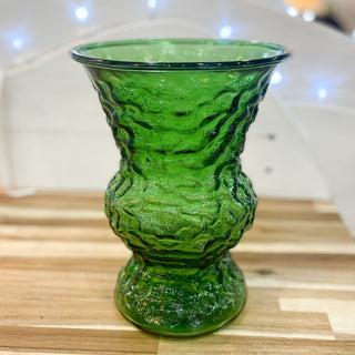 Vintage MCM E.O. Brody Green Crinkle Glass Vase