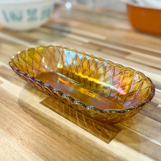 Vintage MCM Indiana Glass Amber Carnival Bowl