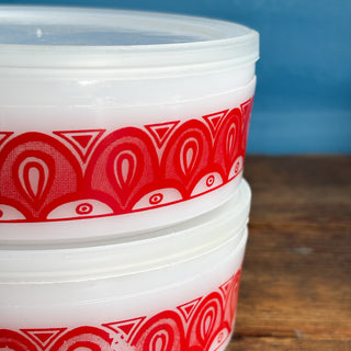 Vintage Jeannette Glasbake Red & White Ovenware Dish