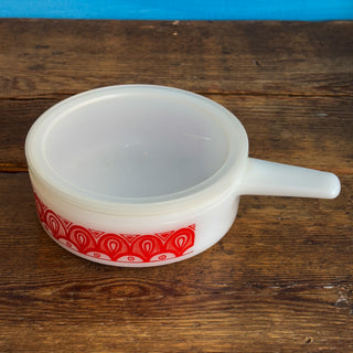 Vintage Jeannette Glasbake Red & White Ovenware Dish
